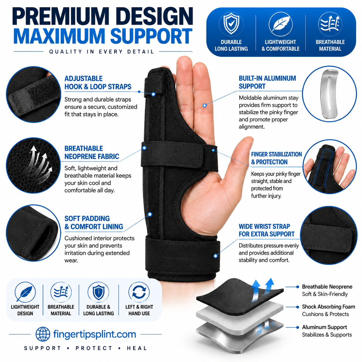 Pinky Finger Splint for Broken & Fractured Finger – Adjustable Small Finger Support Brace - Image 3