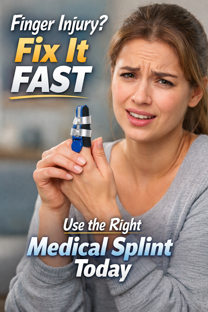 medical splint for finger injury helping woman fix finger injury fast