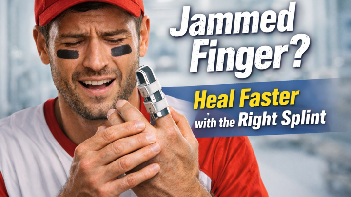 Baseball finger splint for jammed finger used by athlete showing pain relief and faster healing