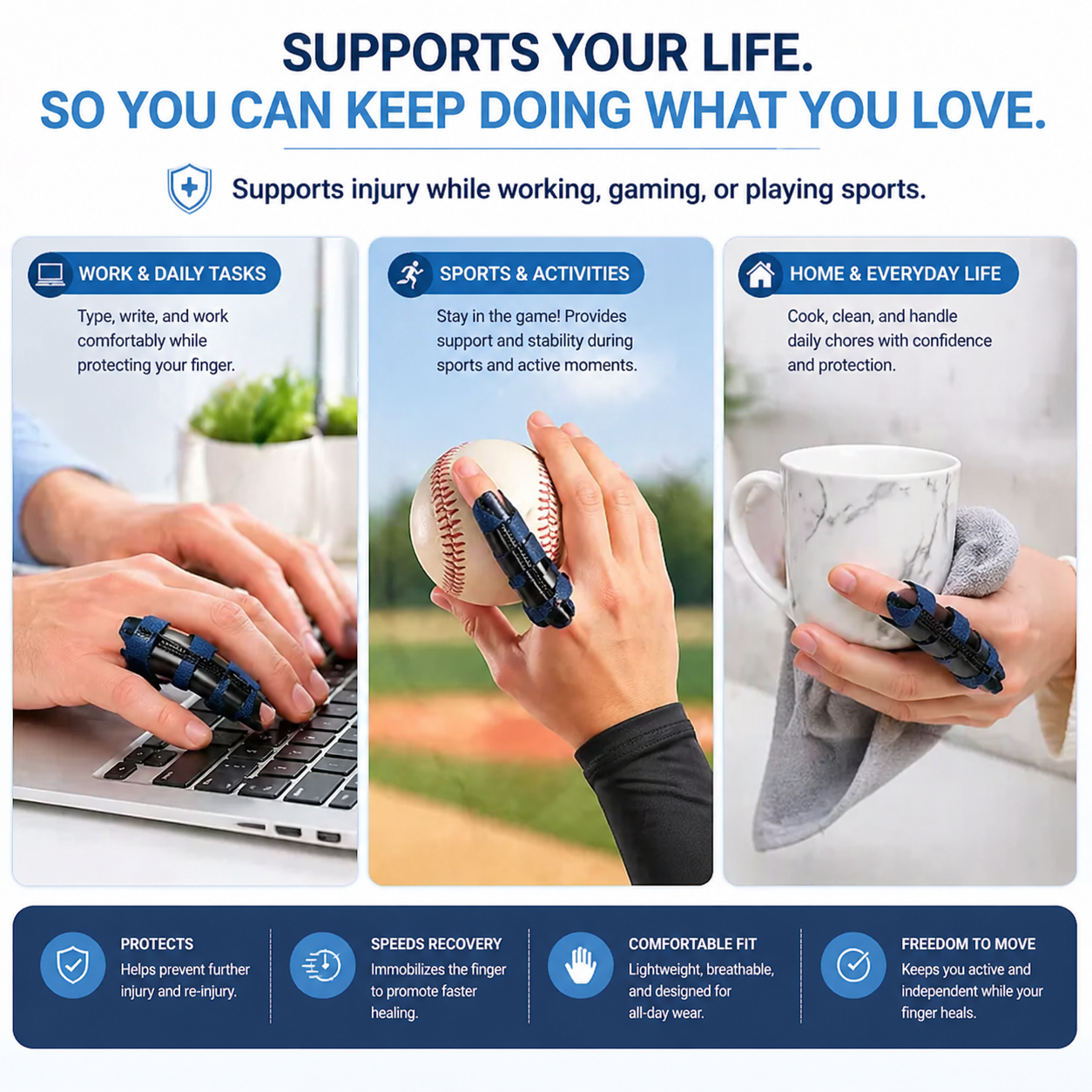 Comfortable and breathable padding of index finger splint