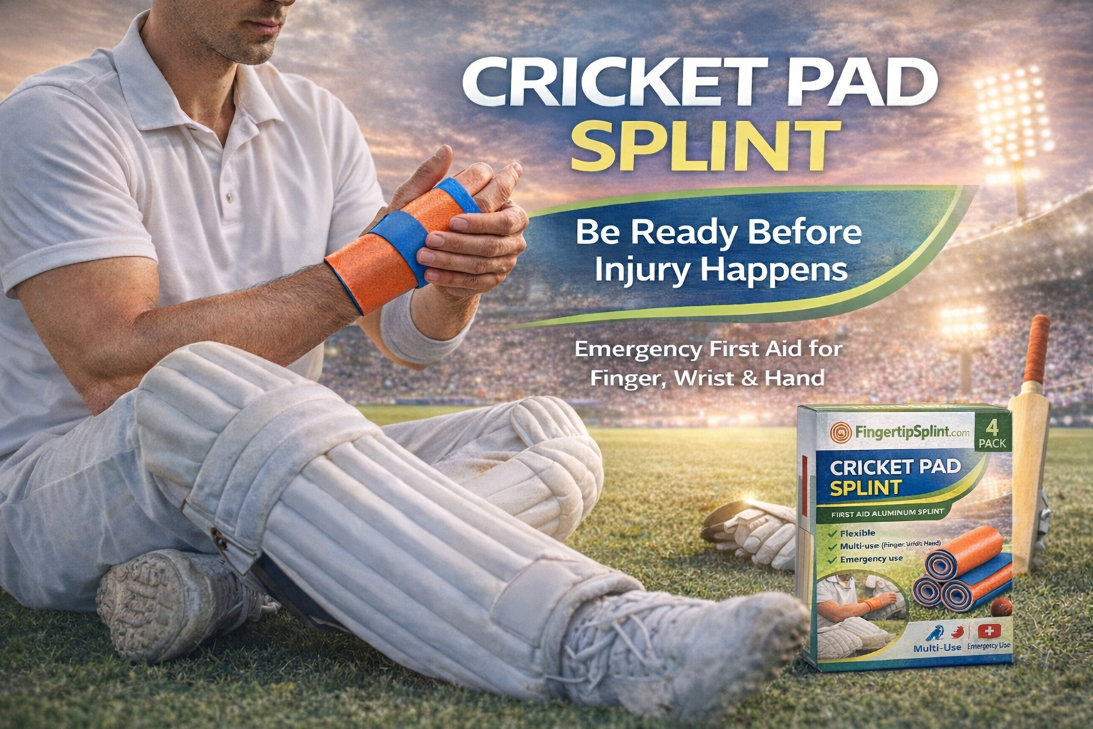 cricket pad splint for knee support