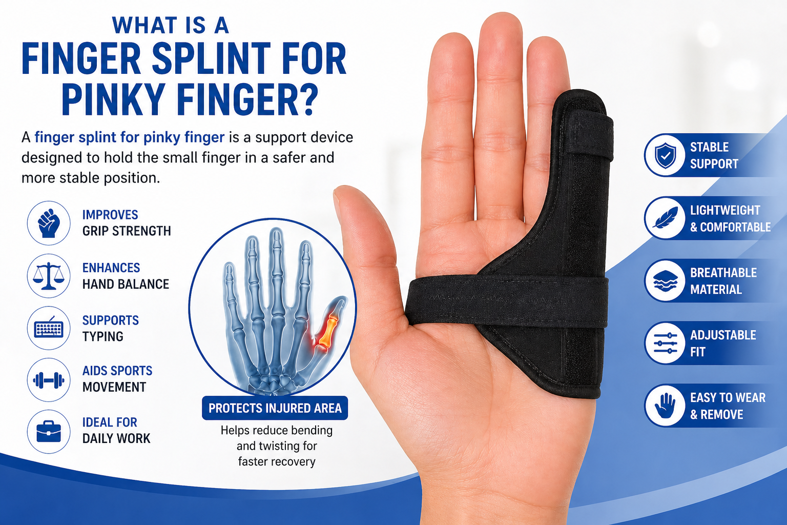 pinky splint support for injured small finger