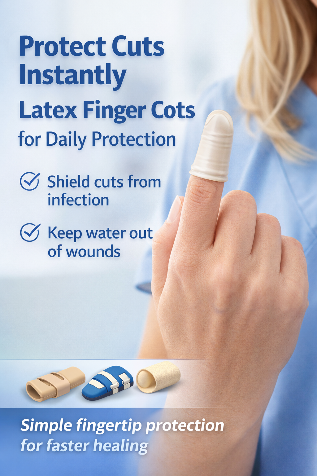 Latex finger cots for protection covering finger injury