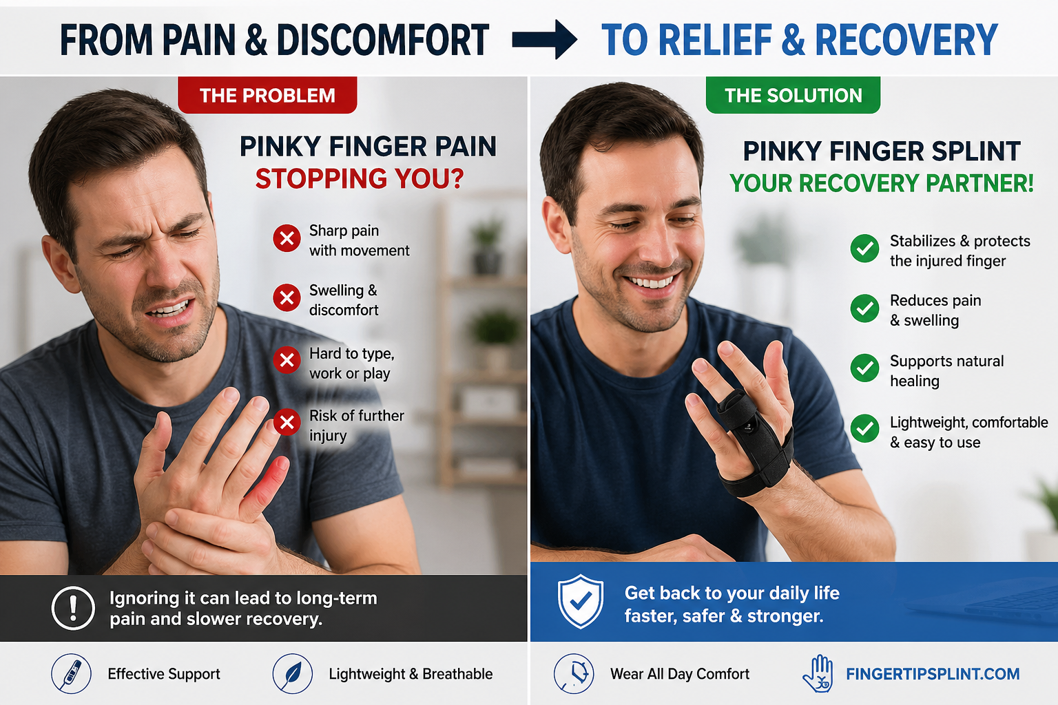 pinky finger splint problem and solution for pain relief