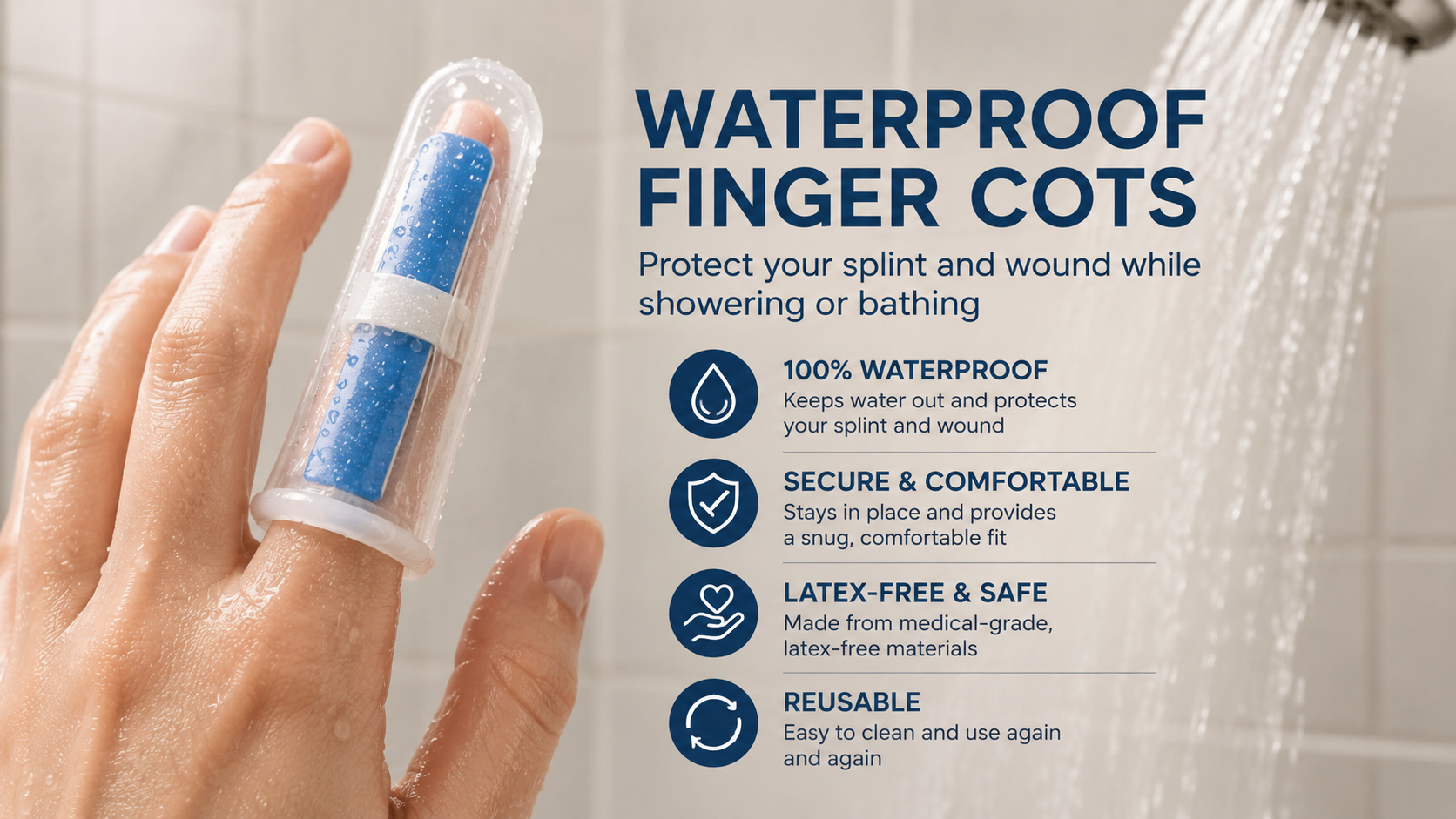 Waterproof finger cots for shower