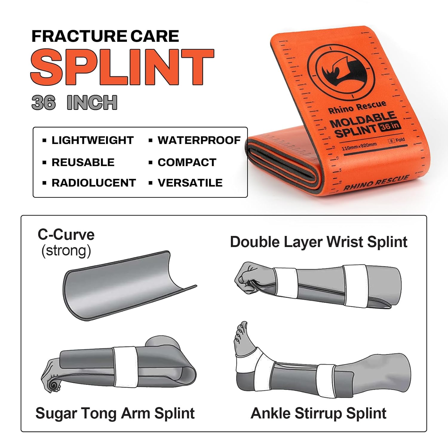 Emergency Splint for First Aid – Strong, Flexible & Reusable Medical Splint Kit (36”) - Image 7