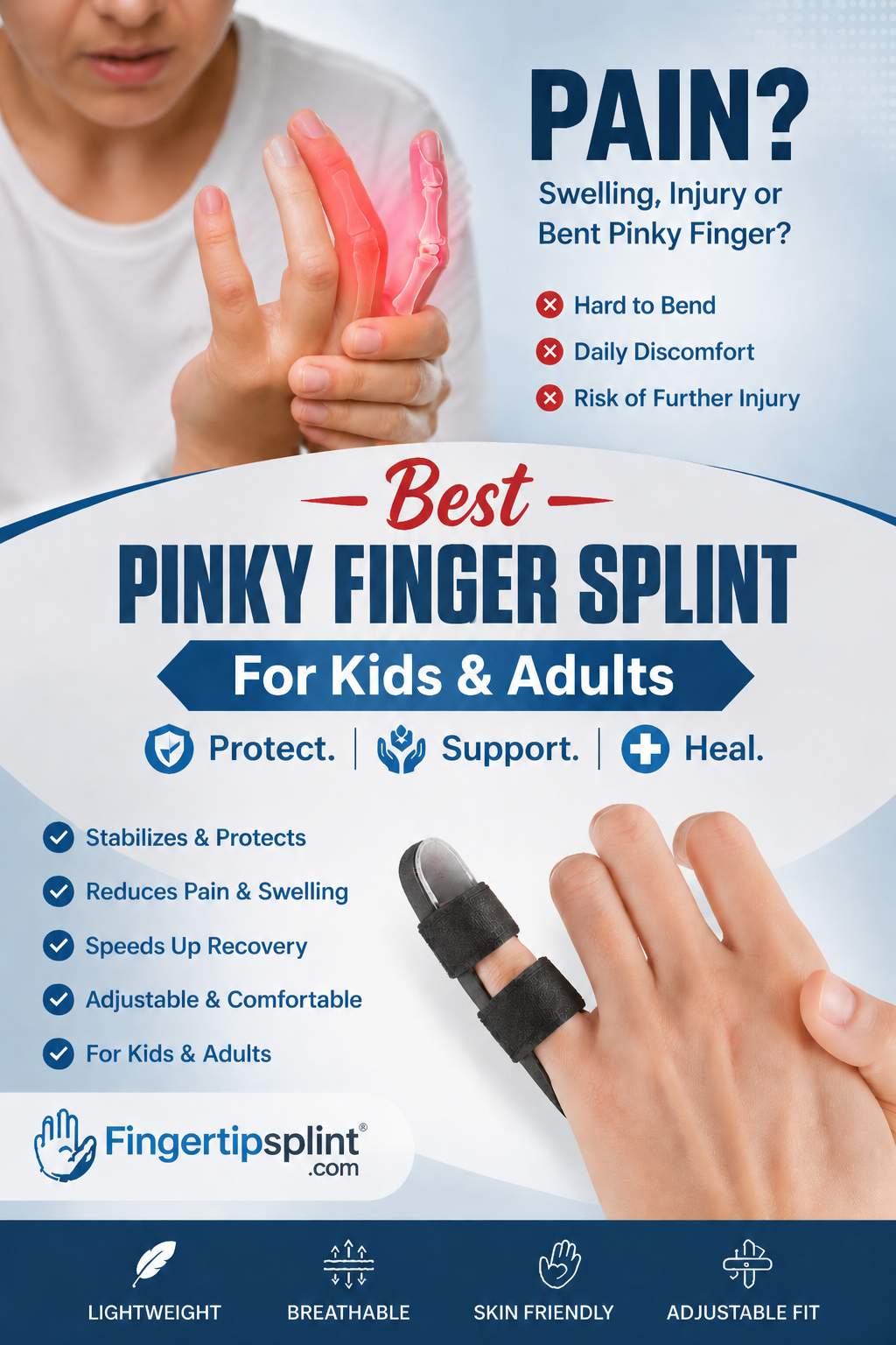 Best pinky finger splint for kids and adults adjustable support brace