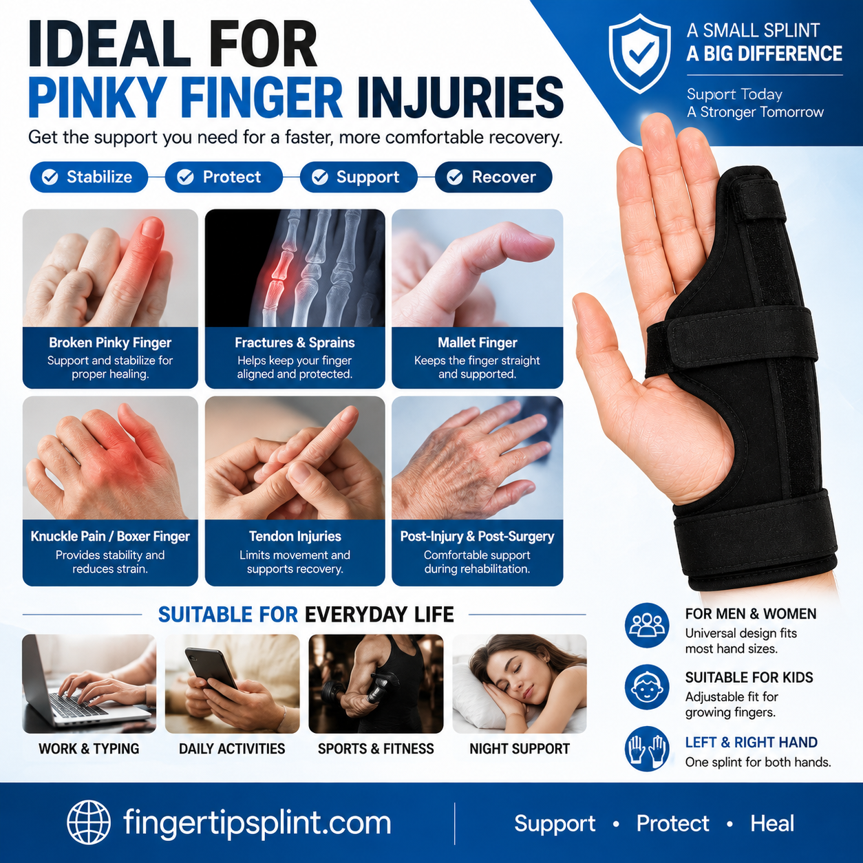 Pinky Finger Splint for Broken & Fractured Finger – Adjustable Small Finger Support Brace - Image 4