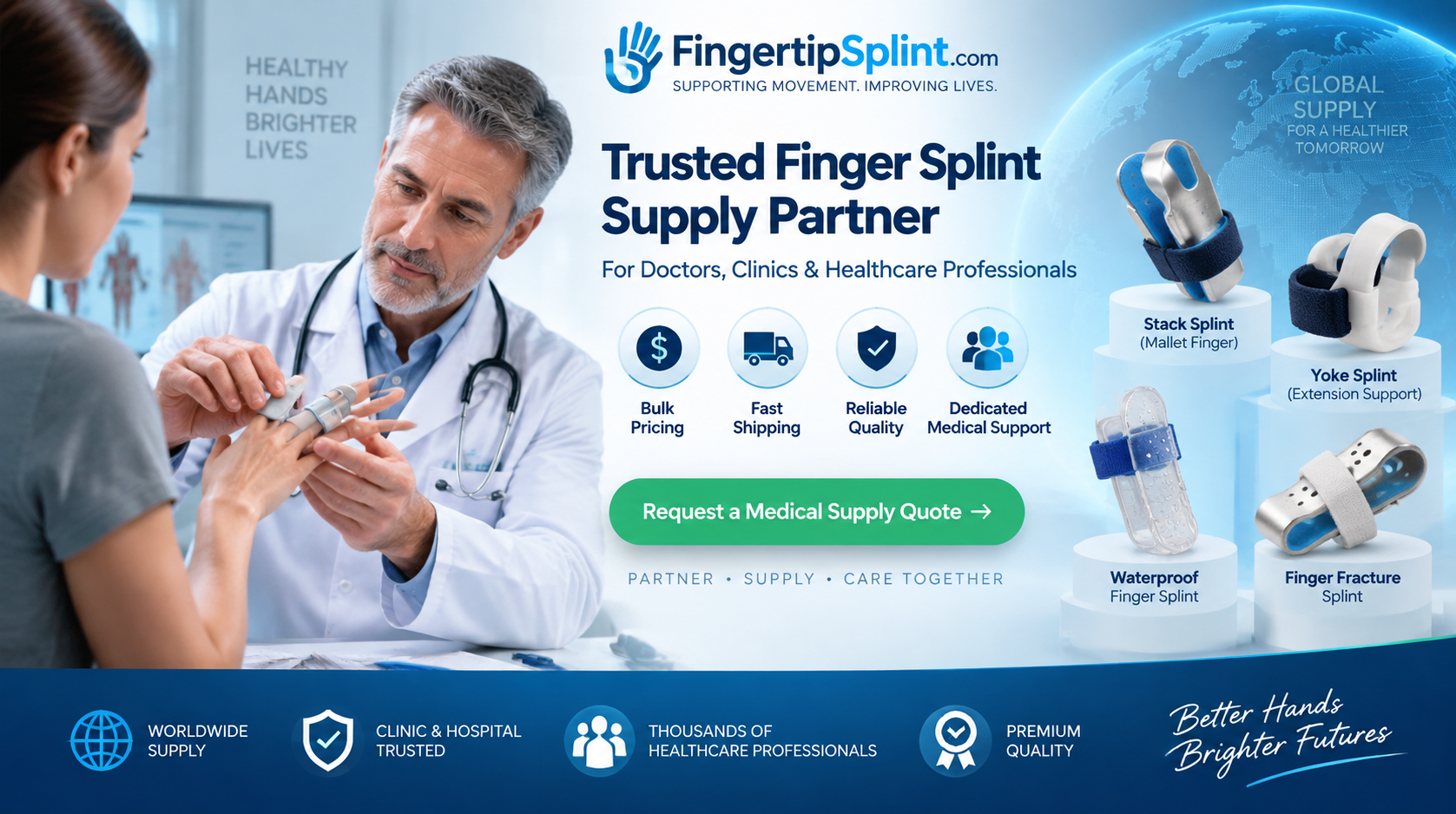 Medical finger splint supplier supporting doctors and healthcare professionals with orthopedic splint solutions