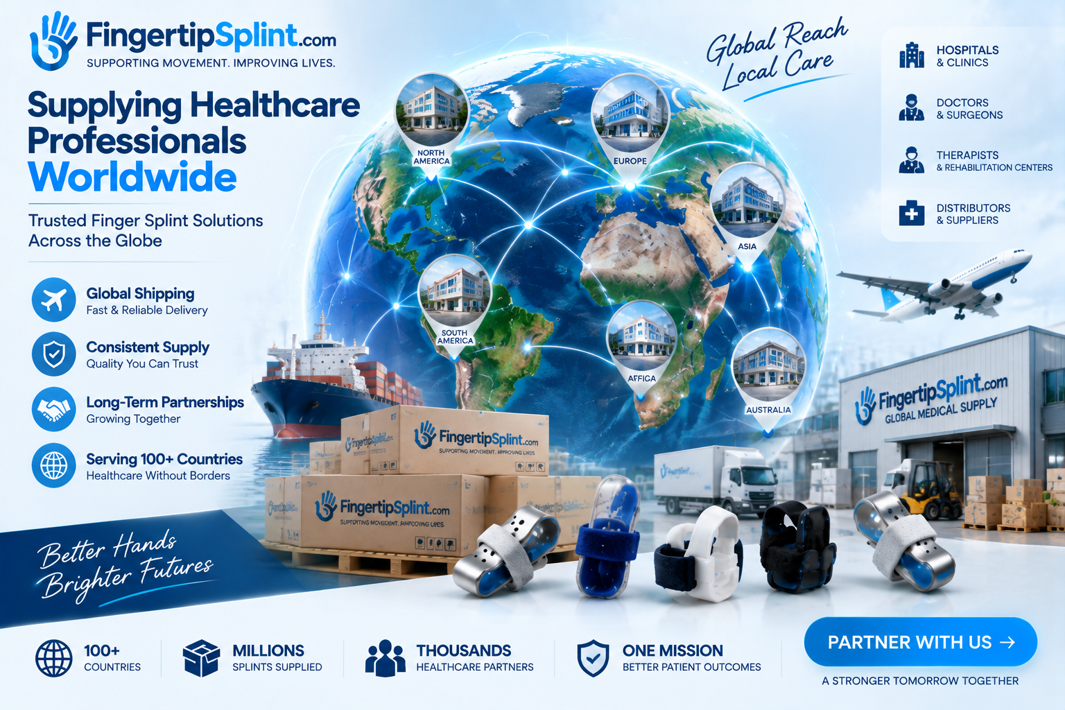 Global medical finger splint supply network serving healthcare professionals worldwide