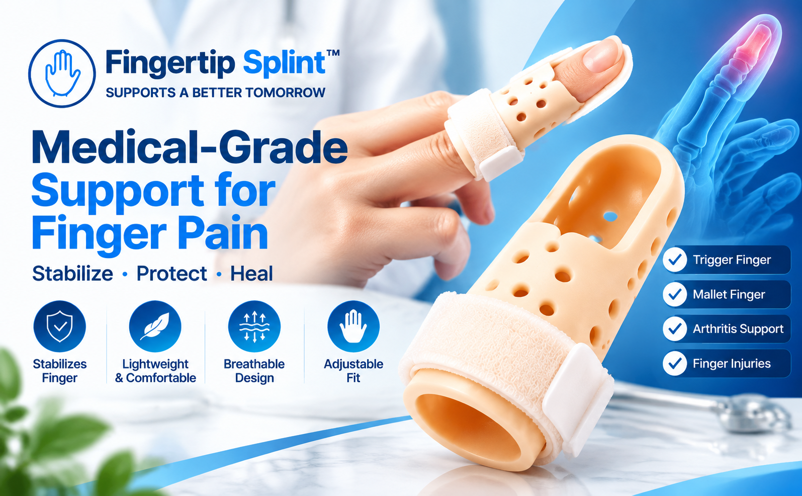 Medical grade basketball finger splint support brace for finger pain and sports injuries