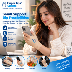 woman wearing thumb support sleeve during daily activity