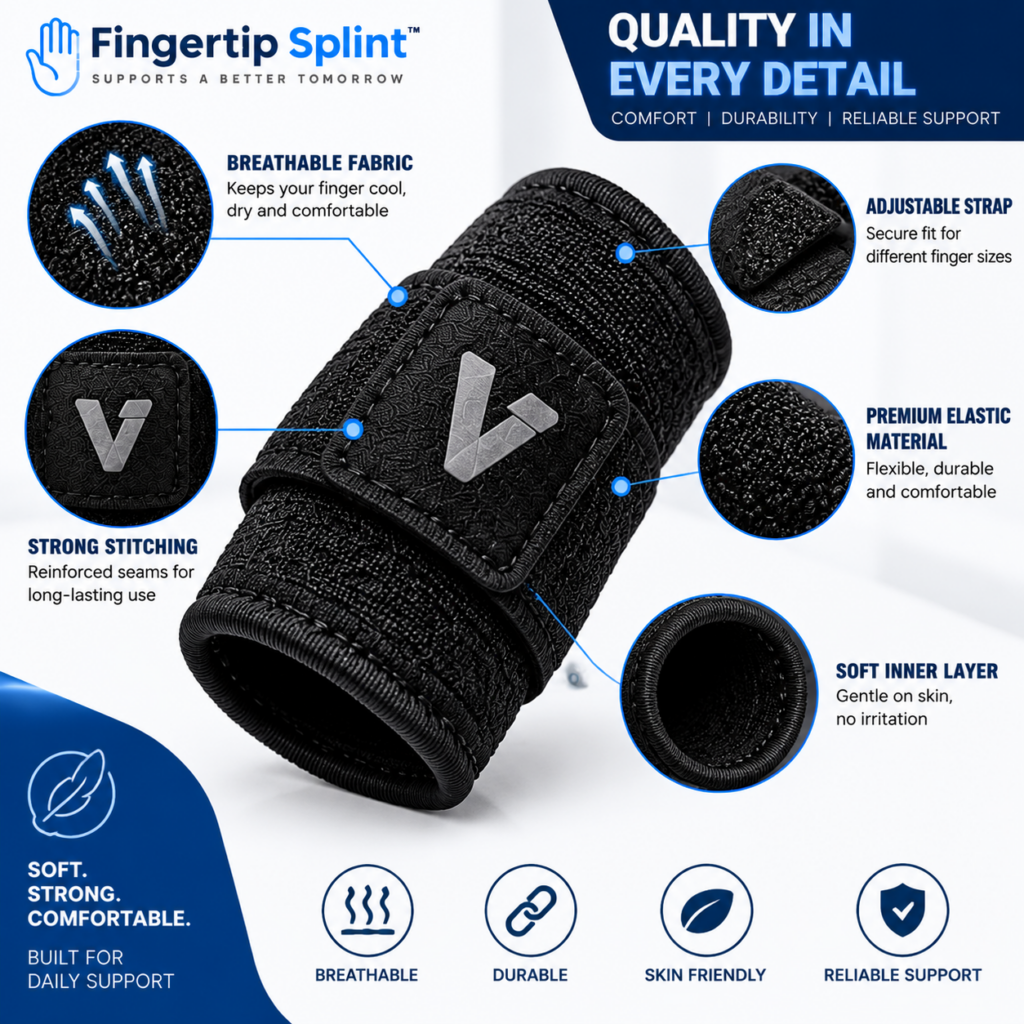 Finger brace fit guide showing adjustability and coverage