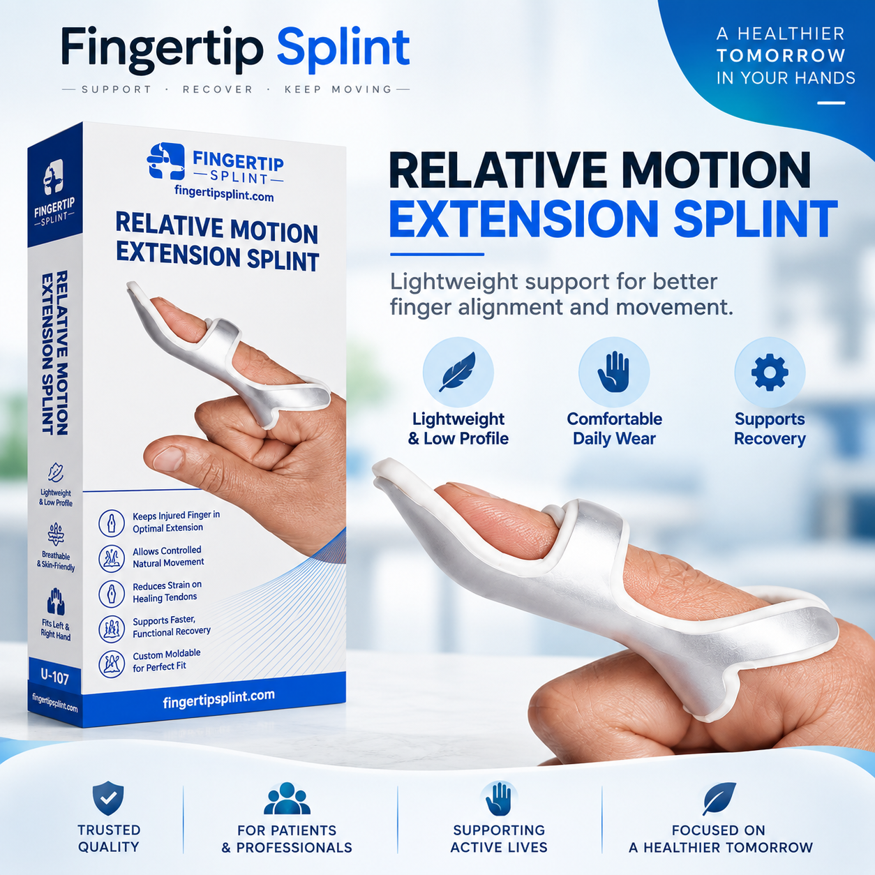 Fingertip Splint Relative Motion Extension Splint product benefits