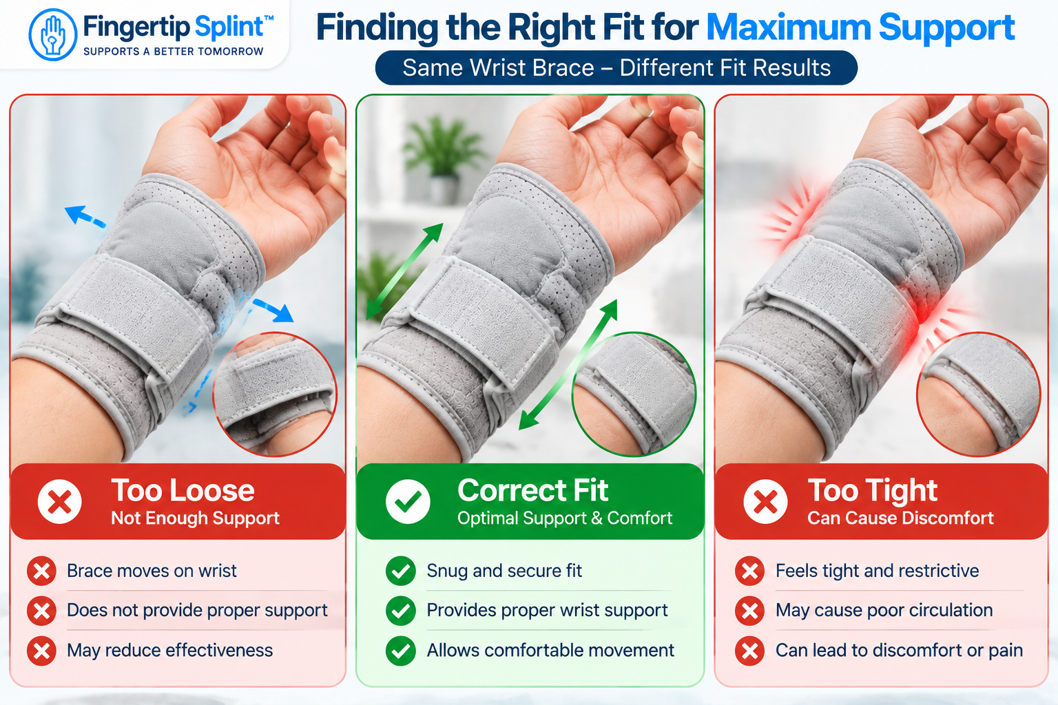 Adjustable carpal tunnel wrist brace showing strap system and wrist support design