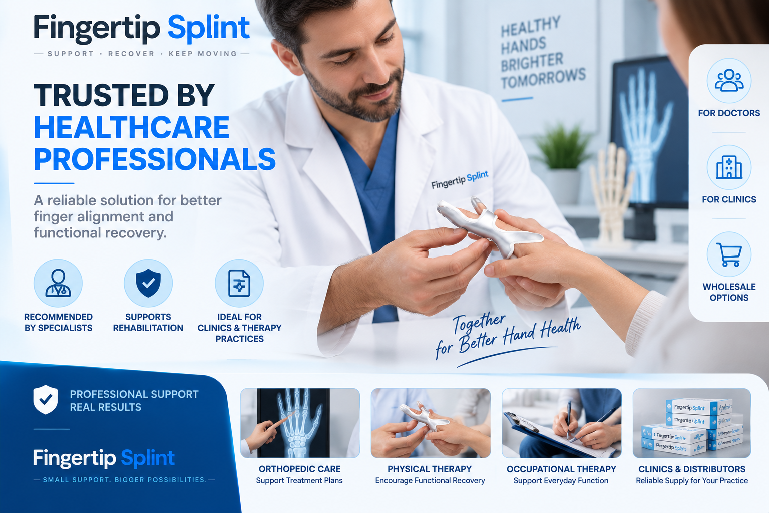 Healthcare professional using Relative Motion Extension Splint