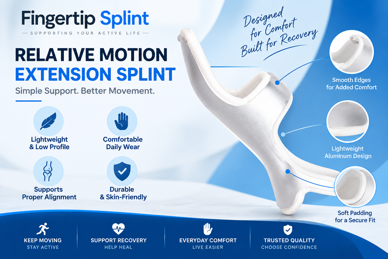 Relative Motion Extension Splint lightweight design and product features