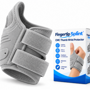 Fingertip Splint grey CMC thumb wrist protector with adjustable straps and professional packaging