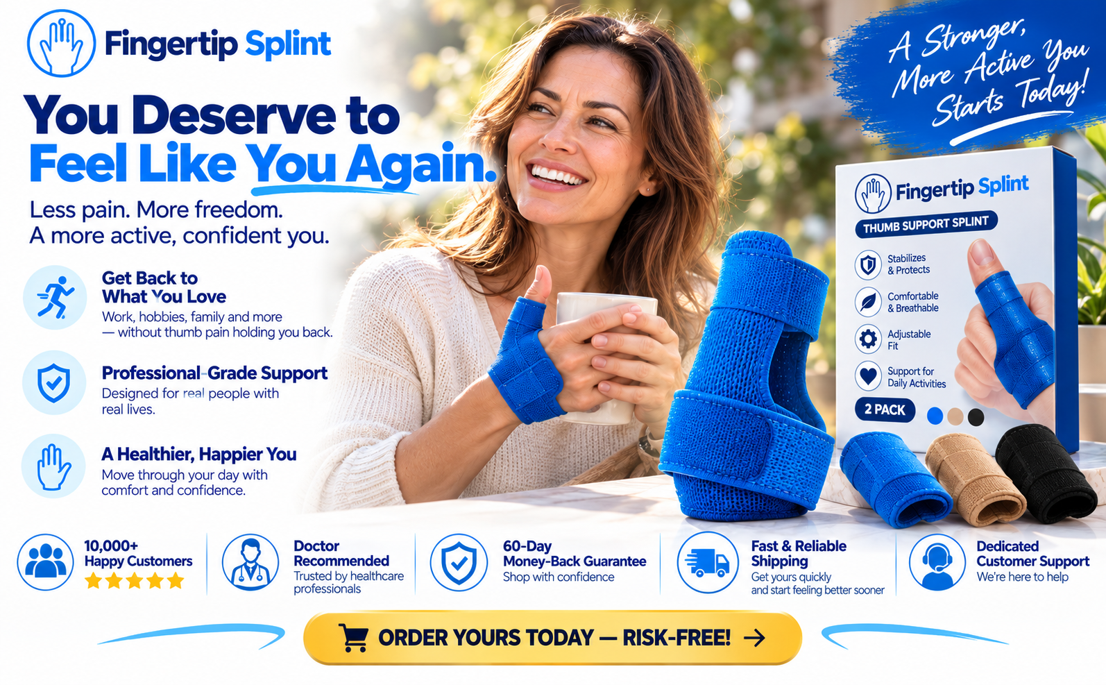 Fingertip Splint elastic thumb support for comfortable active everyday use