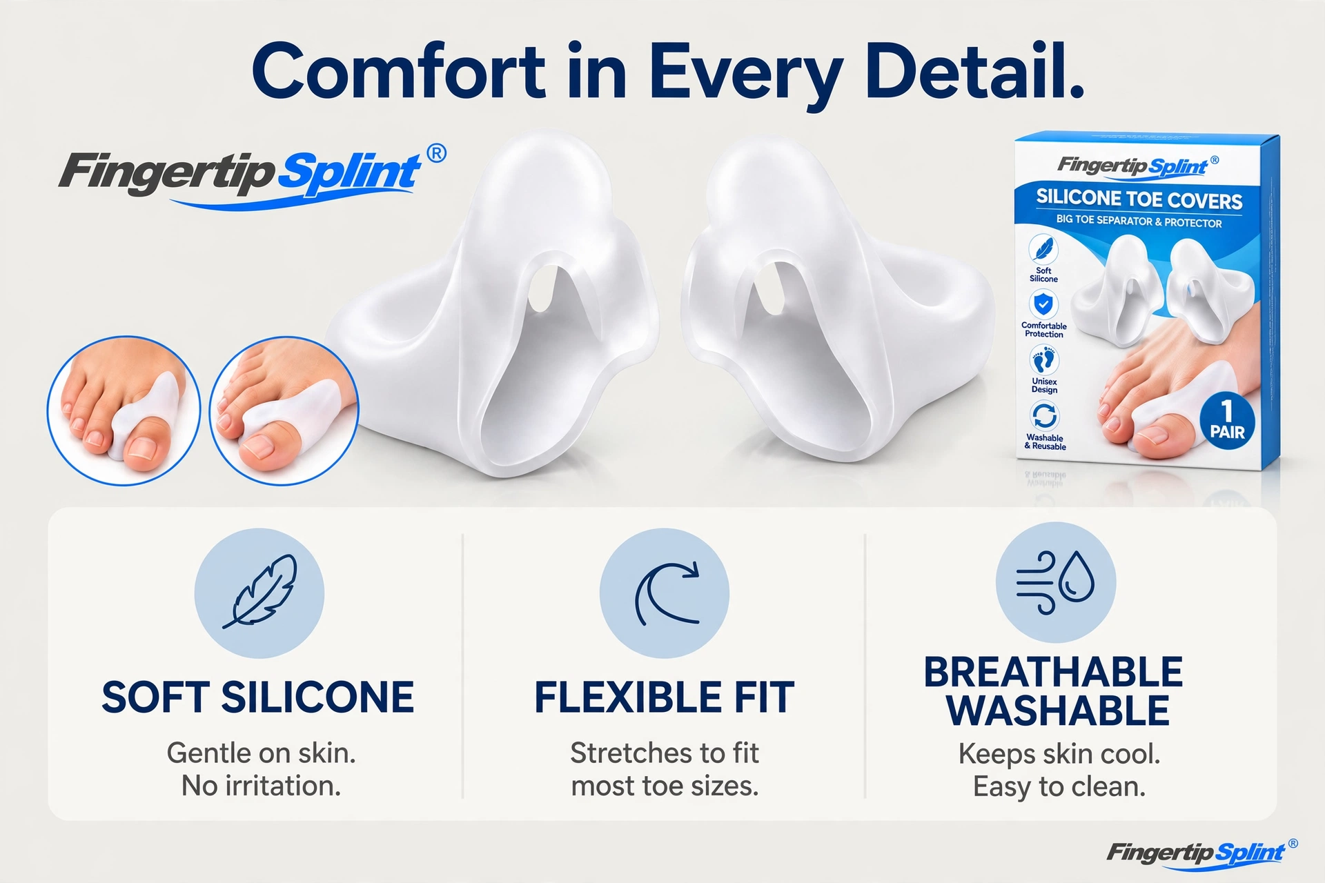 Silicone big toe covers for protection and comfort