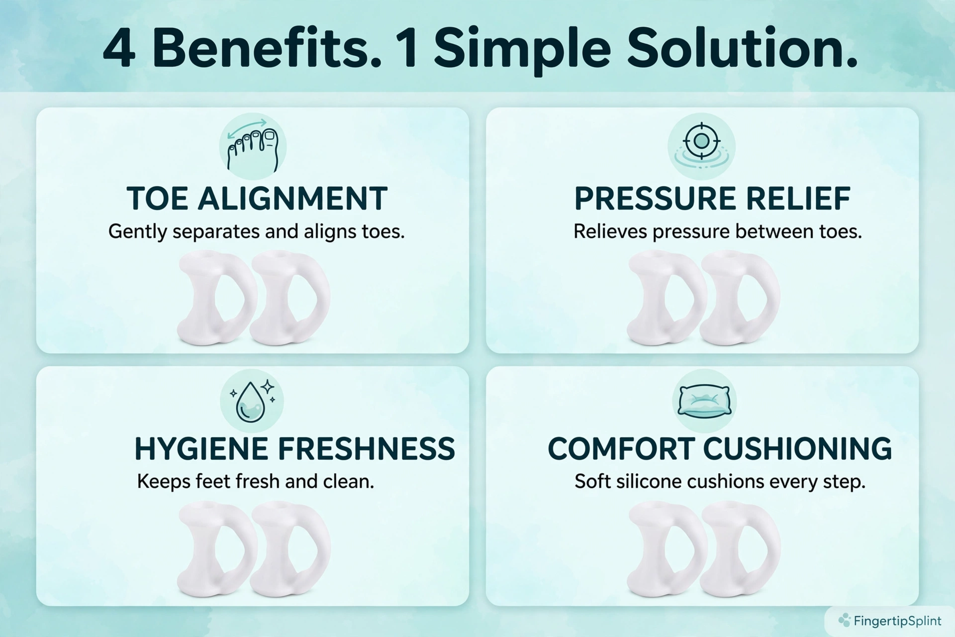 2PCS silicone toe separators for everyday foot care