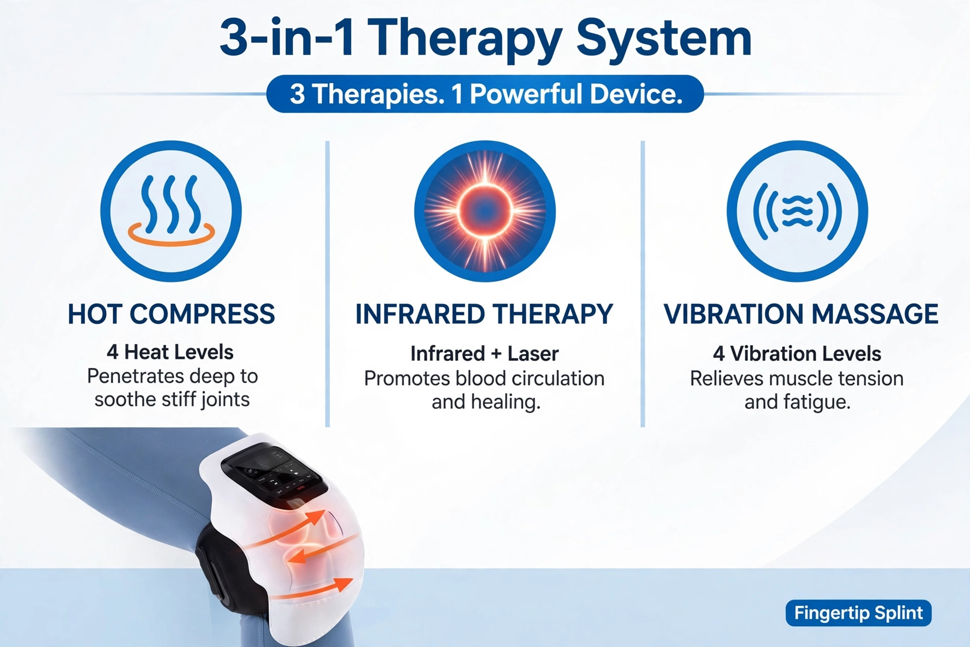3-in-1 cordless heated knee massager with infrared and vibration