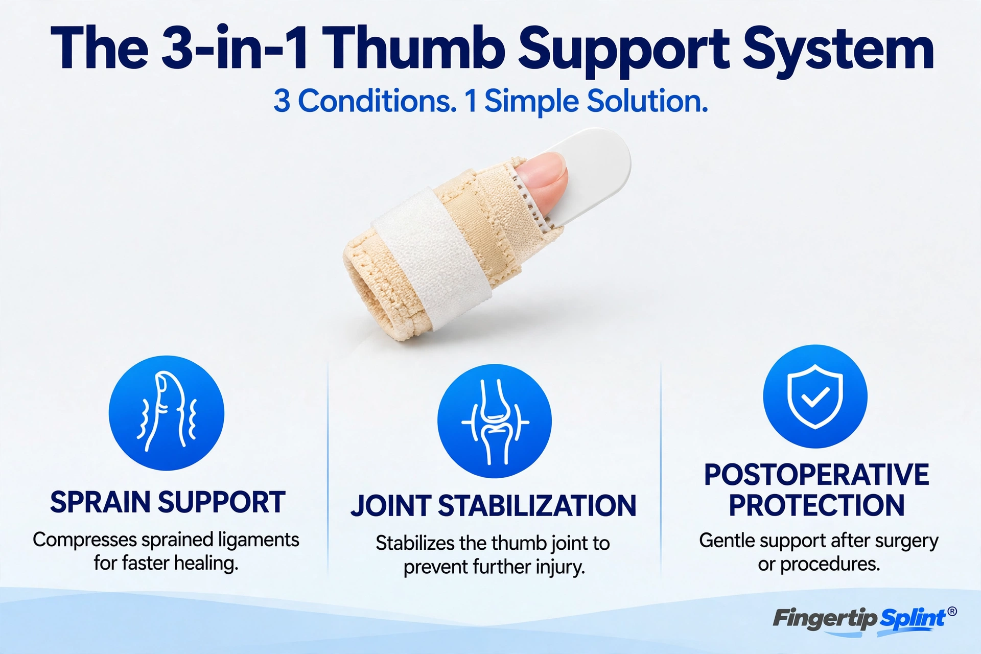 Thumb support sleeve showing fit and support features