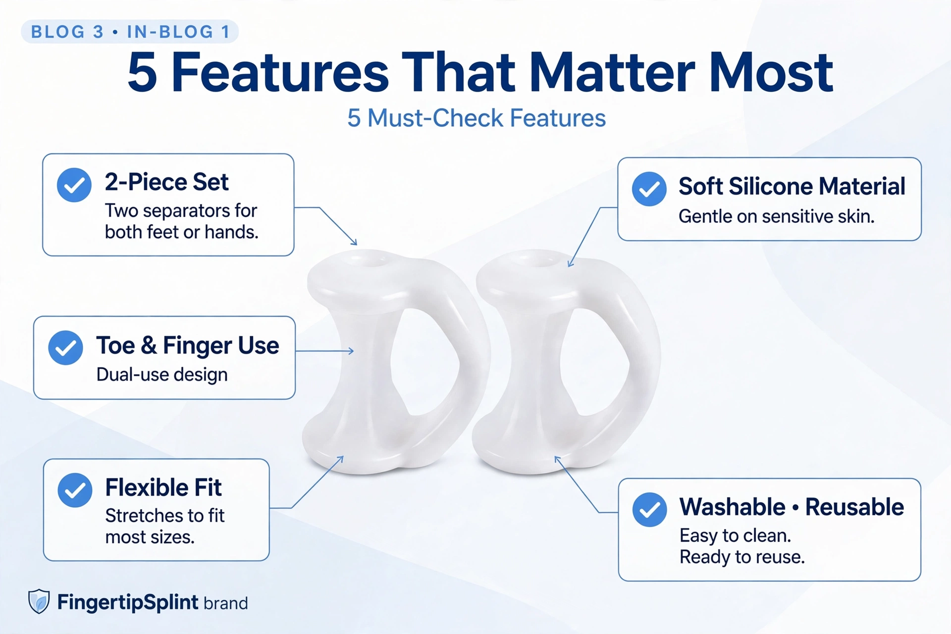 Silicone toe separators for daily foot care and comfort