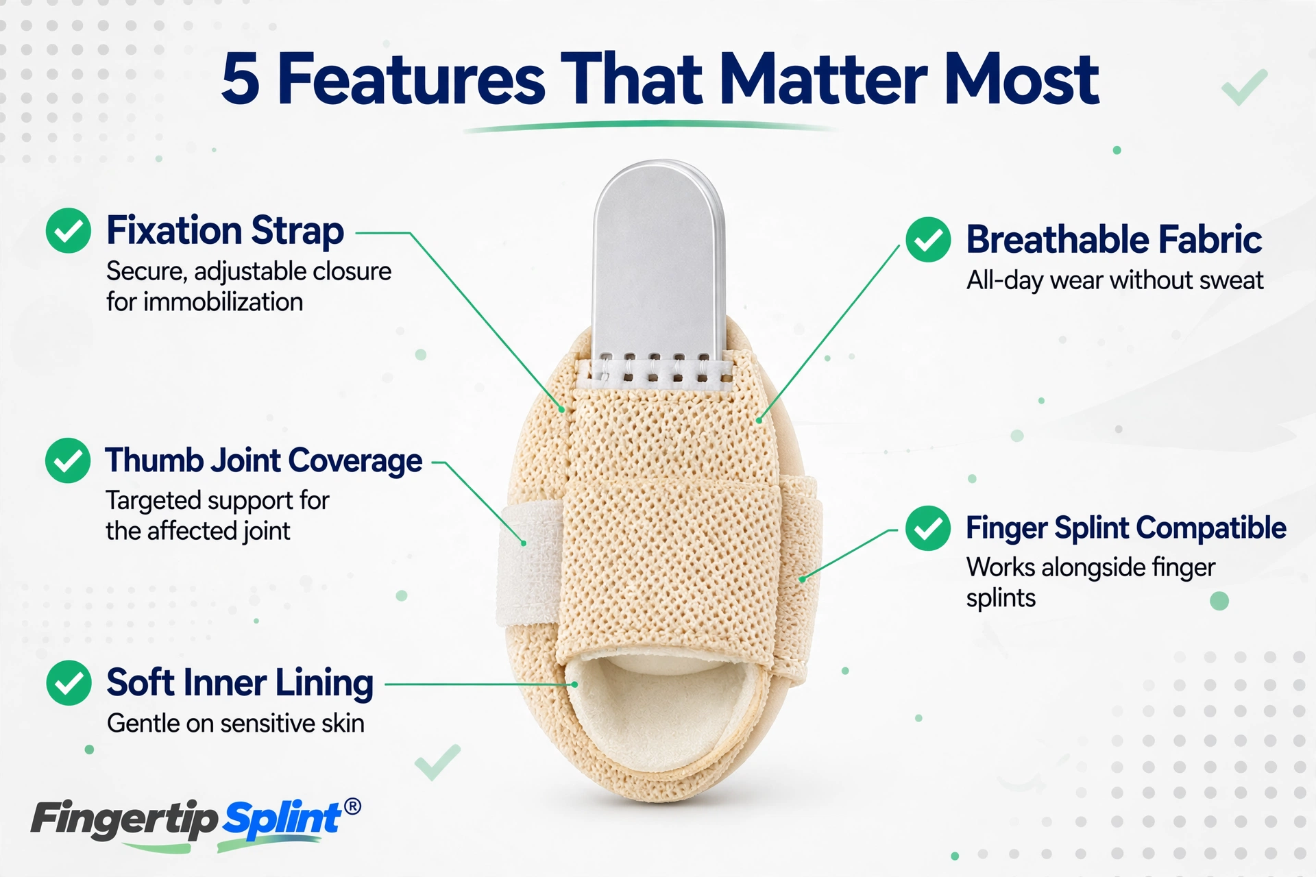 Adjustable thumb support sleeve showing important features