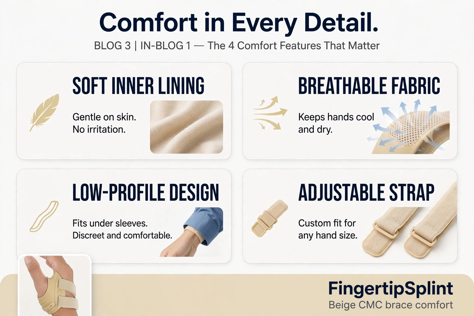 CMC thumb brace supporting the thumb base joint