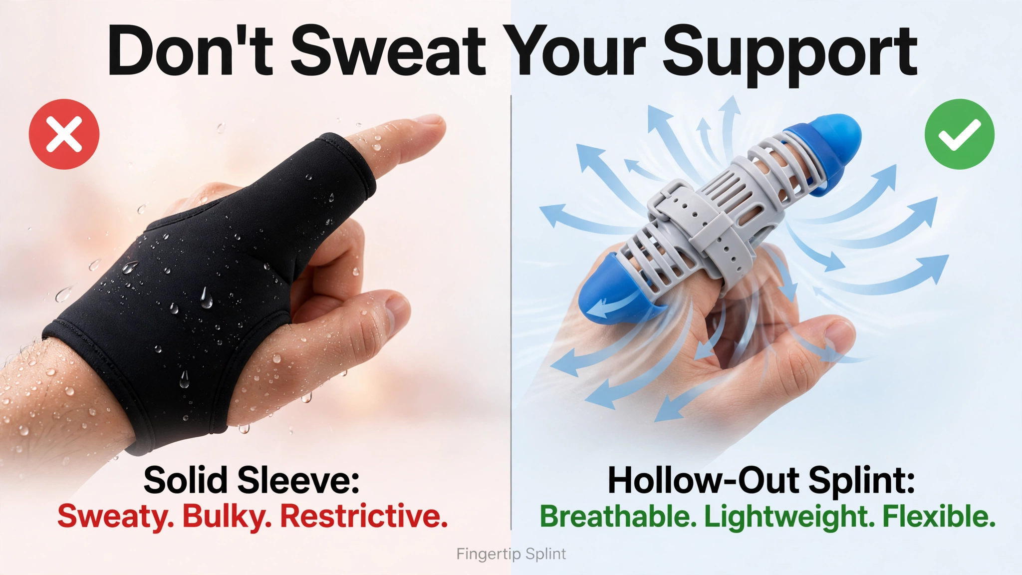Hollow-out finger brace for basketball and volleyball finger injuries