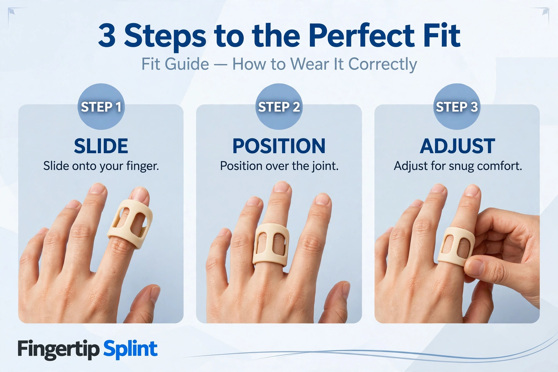 Silicone finger support ring showing fit and joint protection