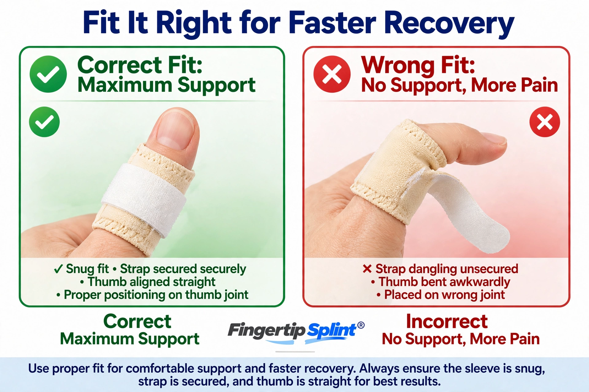 Thumb support sleeve showing proper fit and positioning