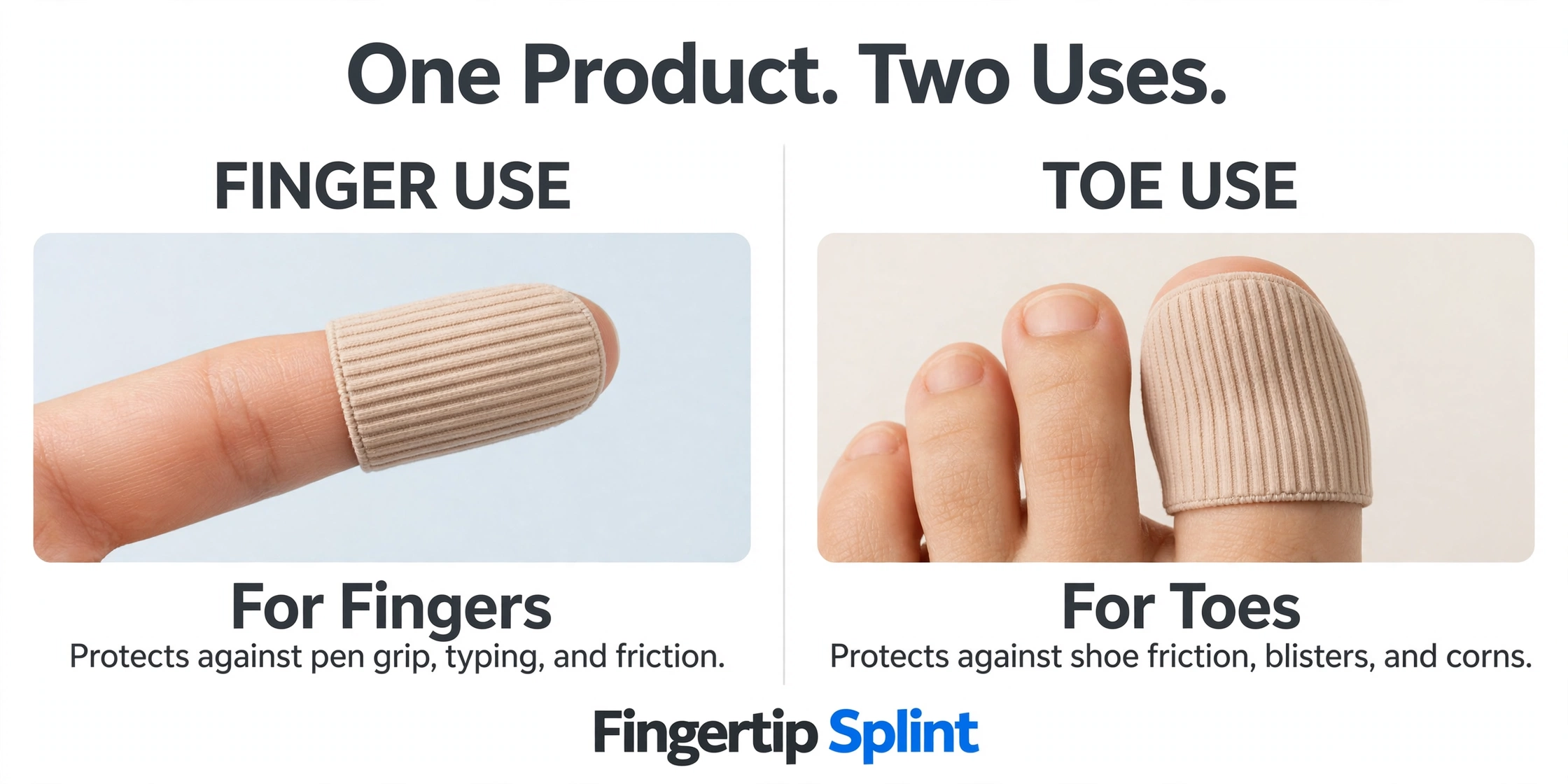 Comfortable fit of closed toe protector sleeve showing smooth positioning