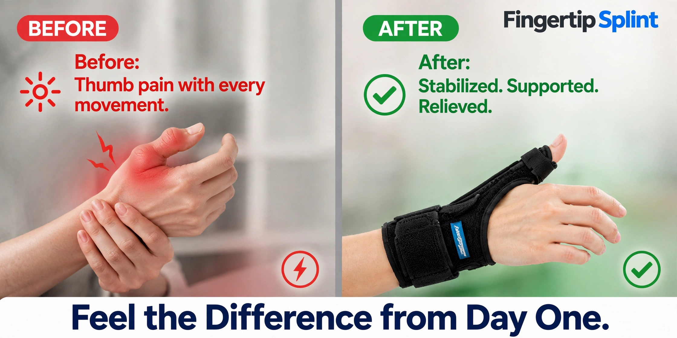 Breathable thumb splint fit and comfort features