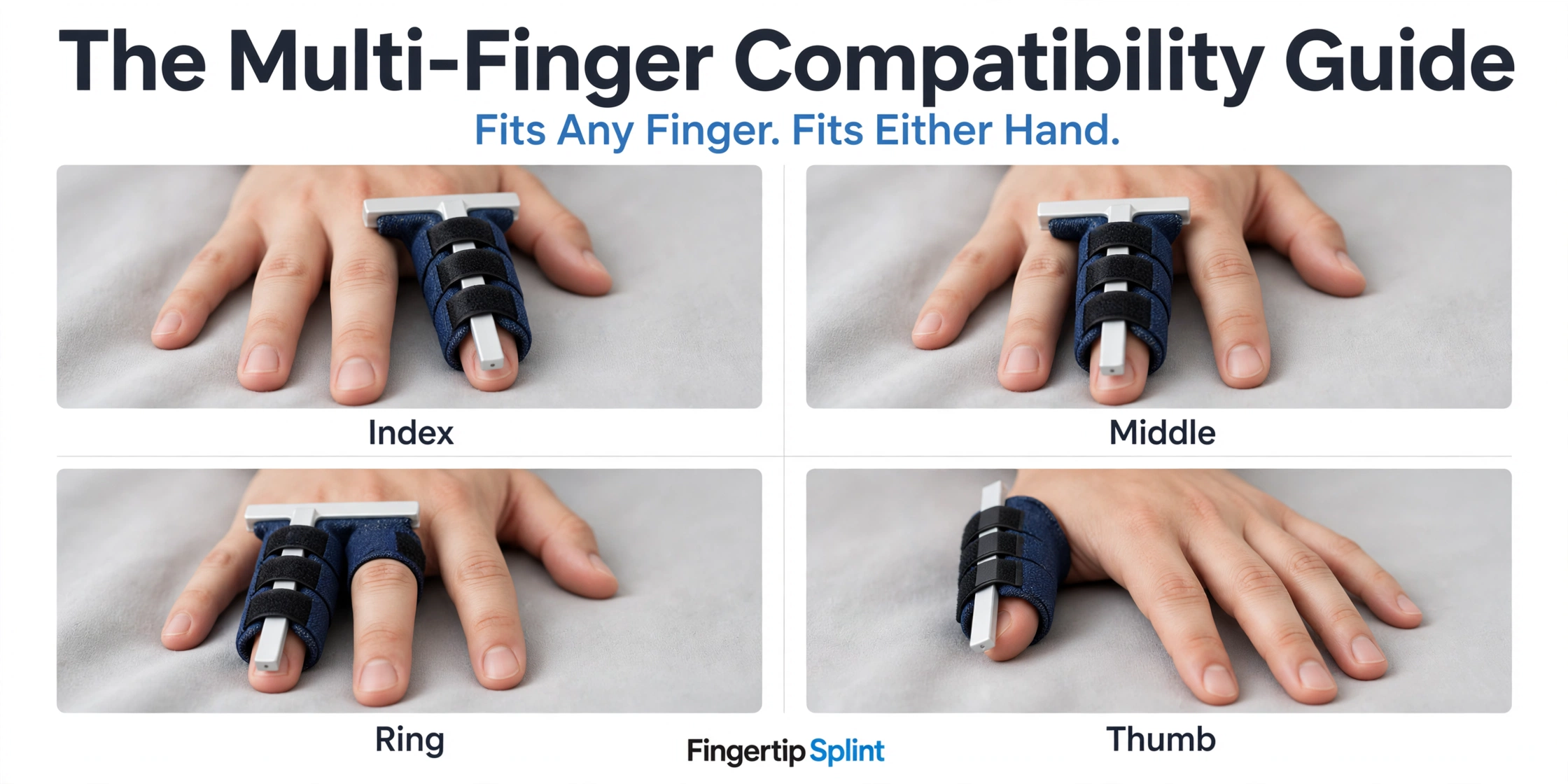 Adjustable finger brace for thumb and finger support