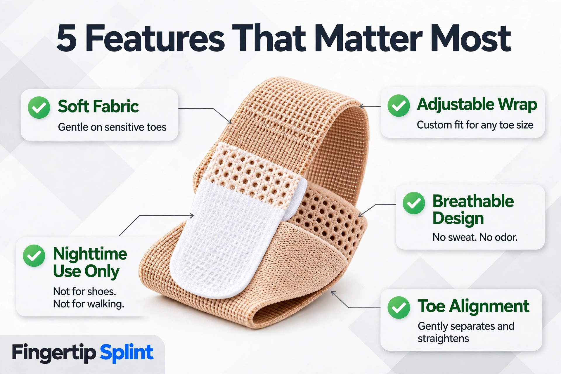 Key features to evaluate when buying a toe splint including fit, adjustability, and comfort