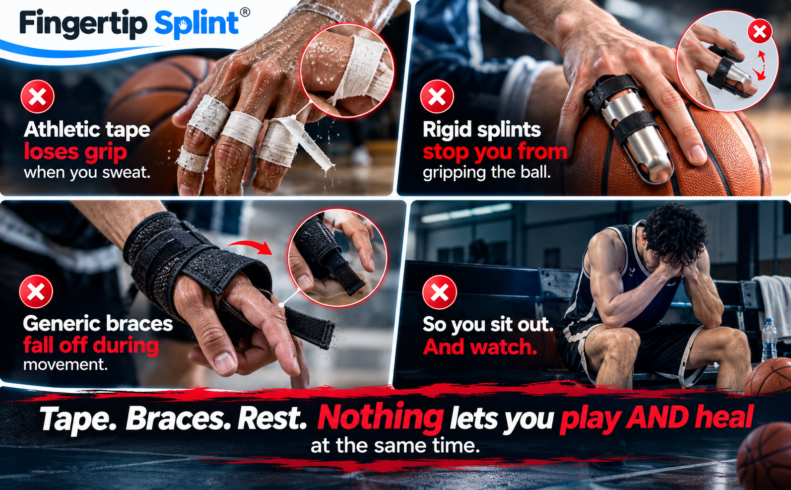 Athletic tape rigid splint and fabric finger support comparison for basketball